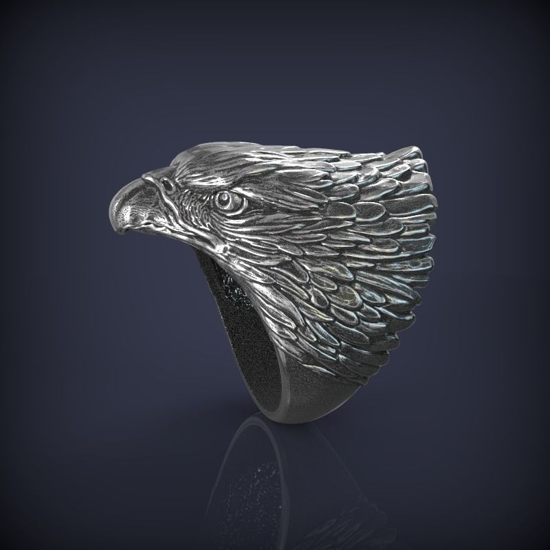 eagle head ring jewelry high quality 3d print model gold silver sculpture printable platinum luxury sculpt zbrush jewel rings 3dprint 3D print model - Mito3D