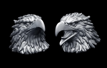 eagle heads angry bird head pommel animal jewelry billet scream printing knife sculpture gothic biker jewellery american beak glam rock 3d print model - Mito3D