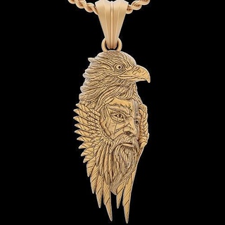 eagle man pendant silver gold printable jewelry 3d model sterling fashion platinum luxury necklace design zbrush trend feather bird hawk pendants 3d print model - Mito3D