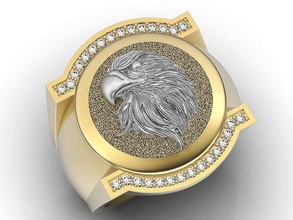 eagle man ring sculpture jewelry gold fashion silver men manring printable platinum sterling beauty wedding animal necklace lion pendants 3d print model - Mito3D