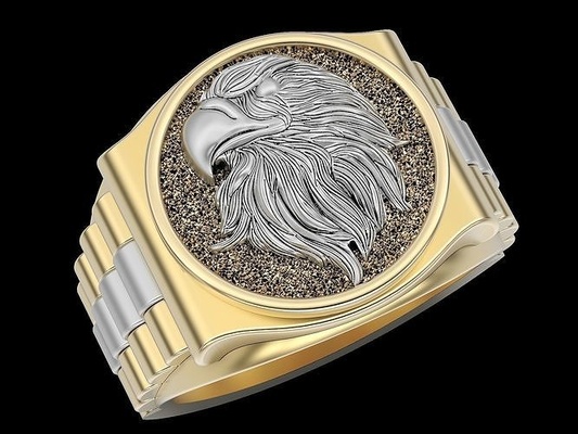 águila hombre anillo plata oro imprimible joyería joya símbolo moda estatua fantasia escultura anillos rolex cocodrilo lujo modelo 3d print model - Mito3D