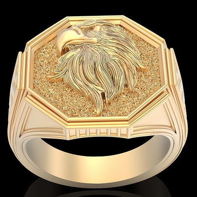 águila hombre anillo plata oro imprimible joyería joya símbolo 3d modelo diseño moda estatua fantasia escultura anillos rolex lujo 3d print model - Mito3D