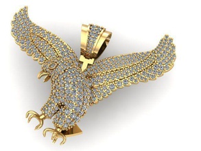 eagle necklaces diamond pendant gold jewellery jewel silver model print 3d modern jewelry 3d print model - Mito3D