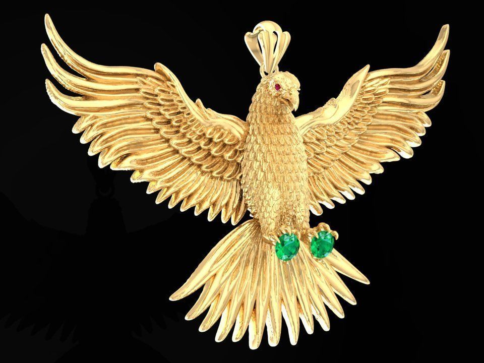 eagle pendant 1574 solid jewelry fashion accessories gold diamond man men woman women unisex design fengshui pendants 3D print model - Mito3D