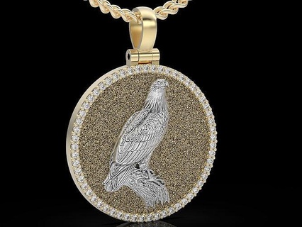 eagle pendant sculpture jewelry gold necklace statue printable silver fashion platinum sterling beauty wedding animal pendants lion 3d print model - Mito3D