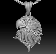 Aigle pendentif sculpture bijoux or Collier 3d impression modèle tête soulagement décoration animal chat art platine Télécharger imprimable argent pendentifs 3d print model - Mito3D