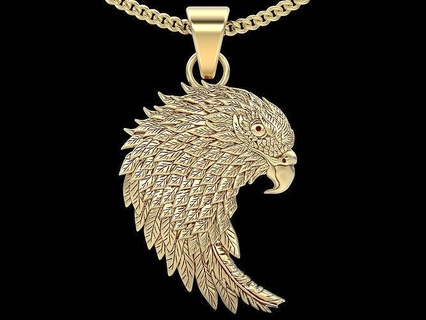 eagle pendant silver gold sterling jewelry printable 3d model design zbrush statue feather bird flight white platin wedding necklace fashion pendants 3d print model - Mito3D