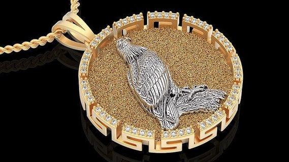 kartal kolye Versace altın yazdırılabilir takı yüzükler moda hayvan sterlin kuş zorlama platin akım fantezi mücevher heykel 3d print model - Mito3D