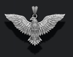 aigle pendentif mouche bijoux nature prédateur sculpture américain chauve animal ailes plumes griffes 3d sauvage impérial vol faucon chasse pendentifs 3d print model - Mito3D