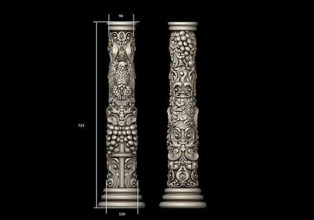 eagle pillar rotary stl cnc design column art sculptures 3d print model - Mito3D