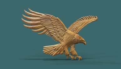 águila in vuelo cnc corte molienda imprimible alivio 3d modelo joya tallado volar ala pájaro joyería arte esculturas 3d print model - Mito3D