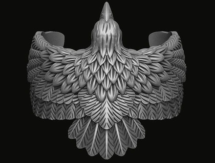 Aigle bague oiseau mouche or bijou bijoux nature anneaux argent aile art plume animaux volant décoration 3d print model - Mito3D