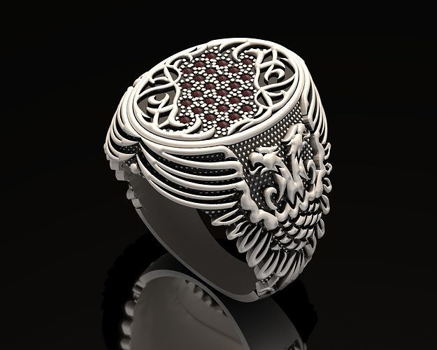 eagle ring jewelry silver gold rings fashion printable bird man mens men turkish turk seljuk mold 3D print model - Mito3D