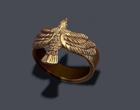 anello aquila gioielli bird volare oro testa gioiello maschio uomini natura la collana ciondolo ciondoli predatore rhino anelli argento pietra 3d print model - Mito3D