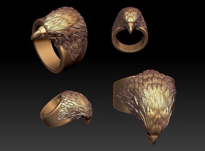Águia anel selvagem animal predador joalheria prata arte natureza céu colar ouro impressão imprimível pingente platina Casamento dourado pássaro voar argolas 3d print model - Mito3D