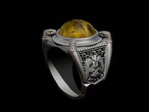 anneau d'aigle bijoux l'aigle de l'anneau jaune pierre desing incroyable style gothique d'argent or modèle les anneaux 3d print model - Mito3D