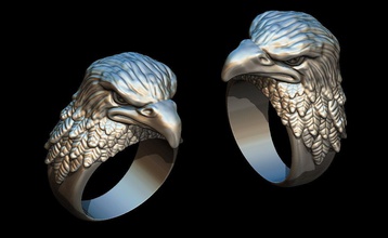 águila anillo joyería joya lujo arte diseño plata imprimible calvo americano libertad halcón presa depredador regalo aguila garra cazar anillos 3d print model - Mito3D