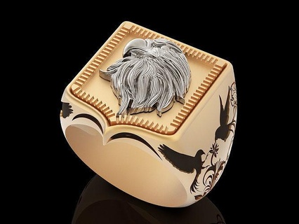 eagle ring gold jewelry printable 3d model silver sterling bird zbrush statue sculpture platin carving fashion engagement wedding beauty rings 3d print model - Mito3D