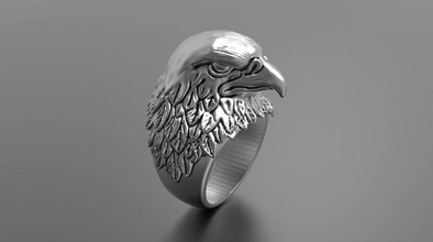 eagle ring man mans art gold luxury silver isolated printable sculpture retro shining white monochrome statue fashion hobby jewelry rings 3d print model - Mito3D