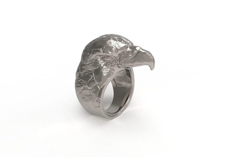 aigle bague homme besiktas mouche or conception imprimable lumière oiseau noir blanc argent nature désert oiseaux bijoux anneaux 3d print model - Mito3D