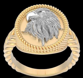 eagle ring silver gold printable jewelry 3d model sterling design zbrush fashion bird feather statue sculpture trend beauty platin wedding rings 3d print model - Mito3D