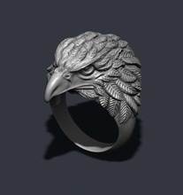 eagle ring bird fly gold head jewel jewellery jewelry nature necklace pendant predator rhino silver stone rings male 3d print model - Mito3D