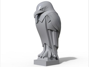 Adler stilisiert Statue druckbar Falke Rabe nachahmen Bildhauerei Kunst künstlerisch Vogel Skulptur Staffelei Raubtier Klaue Jagd USA Amerika Weiß Skulpturen 3d print model - Mito3D