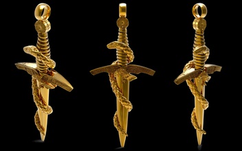 águila de sable la joyería los collares oro plata imprimible eagle serpiente espada aves animal 3d print model - Mito3D