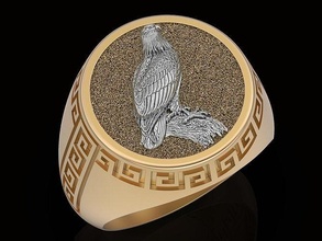 eagle versace man ring sculpture jewelry gold silver fashion men manring printable platinum sterling beauty animal lion rings 3d print model - Mito3D