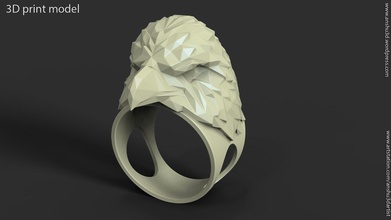 eagle vol3 poligonale anello gioielli bird ornamento gioiello poligono oro argento moda di fantasia organico il design art anelli 3d print model - Mito3D