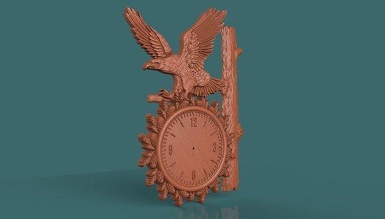 águila pared reloj 3d stl modelo cnc casa hora tallado interior decoración madera accesorios aguila águilaparedreloj árbolreloj 3d print model - Mito3D