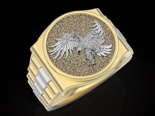 eagle watch man ring silver gold printable jewelry jewelri jewellery symbol fashion fantasystatue statue rolex luxury model rings 3d print model - Mito3D