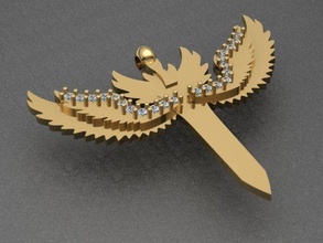 águia asas dourado diamante colar moderno luxo imprimível jóia joalheria ouro diamantes águia 3ddesign 3dmodel 3dprint casamento noivado projeto joias colares 3d print model - Mito3D