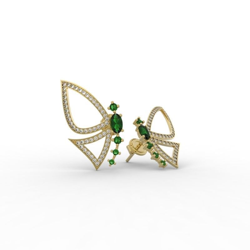 Ohr Manschette Stil Schmetterling Ohrring Schmuck Mode Luxus druckbar wertvoll Juwel Ohrringe brillant Schönheit Gold Silber Diamant Saphir 3D print model - Mito3D