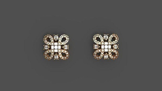 earing 21072022 4 jewelry gold silver pritable diamond jewellery sterling platinum brilliant buti tops beautiful art trendy fancy gem jewel wedding earrings 3d print model - Mito3D