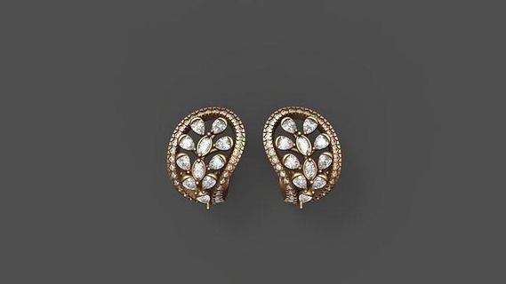 earing 21072022 5 jewelry gold silver pritable diamond jewellery sterling platinum brilliant buti tops beautiful art trendy fancy gem jewel wedding earrings 3d print model - Mito3D