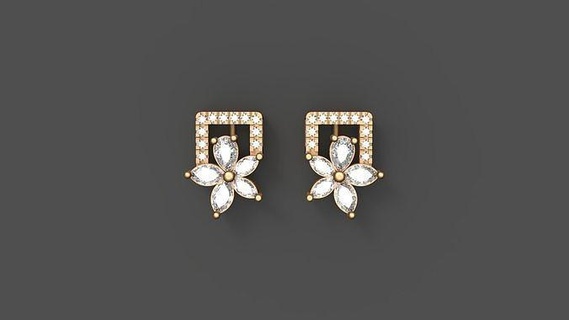 earing 21072022 6 jewelry gold silver pritable diamond jewellery sterling platinum brilliant buti tops beautiful art trendy fancy gem jewel wedding earrings 3d print model - Mito3D