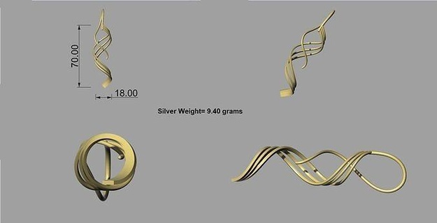 oreja aro oído joyería joya cable tubo anillo oro hermoso imprimible mano mira mujer pendientes 3d print model - Mito3D