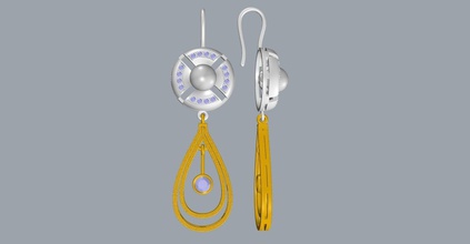 earrigs diamods perlas la joyería aretes pearl el diamante ronda las gotas de lluvia 3d print model - Mito3D