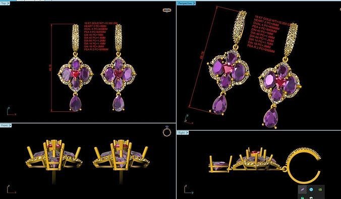 earring jewelry design gold printable art earrings 3D print model - Mito3D