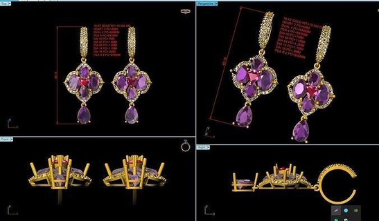 earring jewelry design gold printable art earrings 3d print model - Mito3D