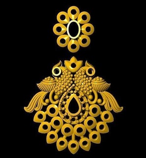 Ohrring Gold Ohrringe Spitzen Pfau Silber 3dmodel Schmuck Hochzeit Engagement Juwel 3d print model - Mito3D