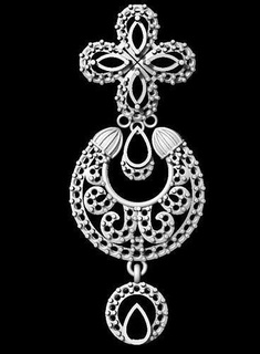 Ohrring Gold Ohrringe Spitzen Pfau Silber 3dmodel Schmuck Hochzeit Engagement Juwel 3d print model - Mito3D