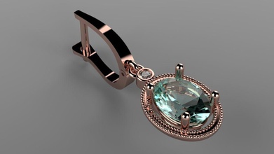 earring 2 stones jewelry diamond love 14k 3dm 750 cad female gem gold jewel jewellery platinum printable rhino silver woman earrings 3d print model - Mito3D