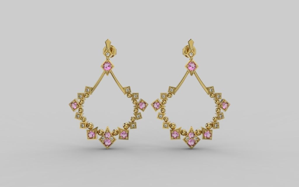 ohrring 347 schmuck juwel juwelen joya ohrringe mode druckbar diamant design 3dm stl gold silber nashorn brinco schönheit 3D print model - Mito3D