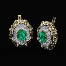 earring 3d print model jewelry gold gem silver earrings kit set jewelery diamonds diamond oval emerald 3d print model - Mito3D