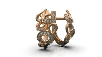 Ohrring-b0-3010113 Schmuck gold Silber Mode ring bedruckbar ist master Modell gem Zirkon fianite diamond vine Blätter locken Ohrring Ohrringe 3d print model - Mito3D