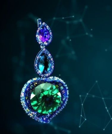 earring big stone jewelry titan earings emerald earrings 3D print model - Mito3D