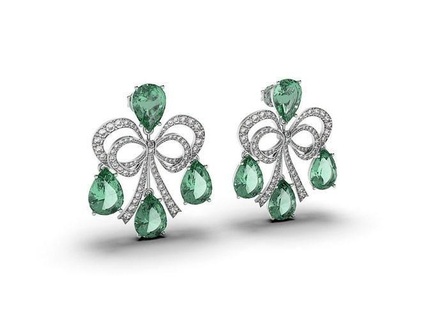 earring bows drops - jewelry 3d br-521 earrings jewel jewellery fashion brincos joias joyas pendientes cordones jewels design 3dm stl 3d print model - Mito3D