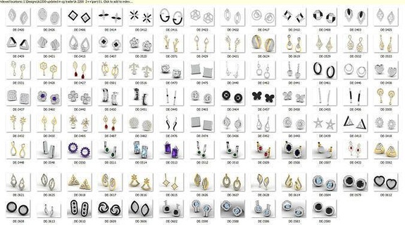 earring bulk 50 3dm files ready print part 02 rhino matrix necklace ring engagement wedding band pendent diamond colourstone jewelry tiger lion crown fashion earrings jewellery goldring rings 3d print model - Mito3D